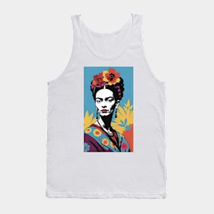 Frida's Chromatic Symphony: Colorful Portrait Tank Top